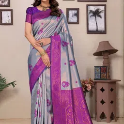oxalis Ethnic Motifs Woven Design Zari Banarasi Saree-image-84