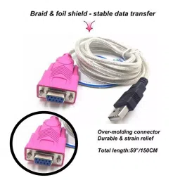 Mak World 9-Pin USB 2.0 to Serial RS-232 Female DB-9 Cable Converter Adaptor Pink image 2