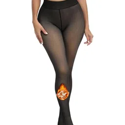 Kilvis Women High Waist Stretchable Fleece Thermal Winter Dual Tone Stocking-image-66