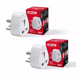 Elleys Zico 3 Pin Socket 6 A/13 A Current Type D Plug Adapter White (Pack of 2) image 2