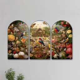 Myntra Elegant Homes Multicoloured Set of 3 Piece MDF Birds and Animals Wall Paintings-picture-23