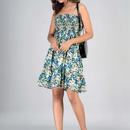 HERE&NOW Floral Printed Shoulder Straps Fit & Flare Dress image 3