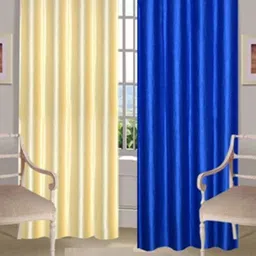 BELLA TRUE Blue & Cream 2 Pieces Black Out Window Curtains-image-65