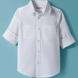 Kookie Kids India Poplin Woven Full Sleeves Solid Colour Shirt - White-picture-34