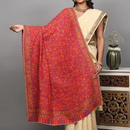 Exotic India Floral Woven Design Kani Jamawar Reversible Shawl-picture-37