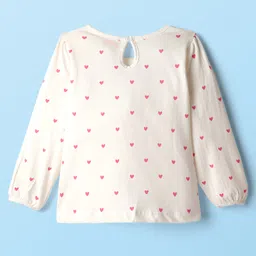 Babyhug 100% Cotton Knit Full Sleeves T-Shirt with Heart Print - White image 2