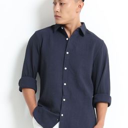 THE BEETEL HOUSE Men Textured Spread Collar Casual Shirt-picture-29