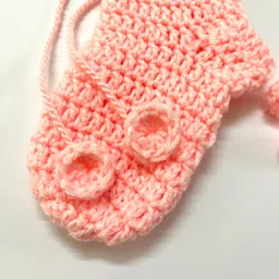 Little Peas Handmade Crochet Designed Socks - Peach image 3