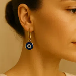 House of Pehr Gold-Plated Circular Evil Eye Smiley Drop Earrings image 4