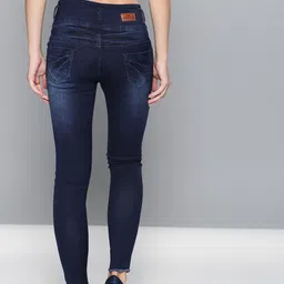 High Star Women Navy Blue Slim Fit High-Rise Clean Look Stretchable Jeans image 5