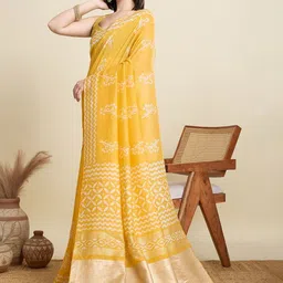 VS MALL Ethnic Motifs Zari Silk Cotton Saree image 4
