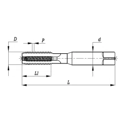 Indian Tools HSS Hand and Short Machine Tap Coarse Pitch Straight Flute Part III TiN Coating M20 Nominal Diameter x 2.5 mm Pitch image 2
