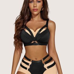 VAGHBHATT Sexy Strappy Underwire Push Up O Ring Linked Harness Baby Doll-picture-44