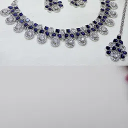 VATSALYA creation Rhodium-Plated Artificial Stones Jewellery Set image 2