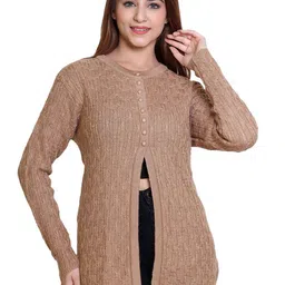 Varenyam Women Round Neck Woolen Cardigan-picture-11