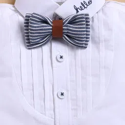 LITTLE COLLARS Boys Striped Polo Collar Short Sleeves Pure Cotton Shirt With Shorts image 4