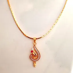 Nawab Collection Gold-Plated Brass Pendants with Chains-image-49