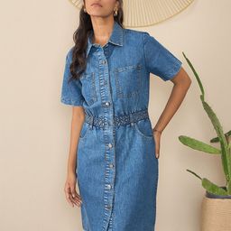 StyleStone Applique Denim Shirt Dress-picture-6