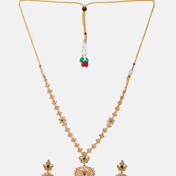 ATIBELLE Gold-Plated Stone-Studded & Beaded Jewellery Set image 4