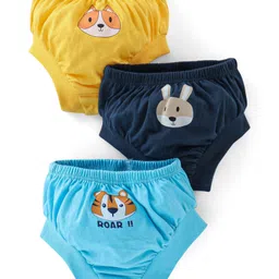Doodle Poodle 100% Cotton Briefs With Wild Animals Print Pack Of 3- Blue Navy&Yellow-picture-15