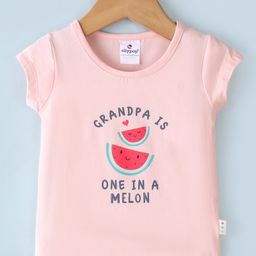 Ollypop Cotton Knit  Half Sleeves T-Shirt Text & Melon Print - Baby Pink-picture-11