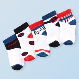 Honeyhap Premium Cotton Bamboo Spandex With Bio Finish Designed Socks Pack of 5 - Red Blue & Black-picture-25
