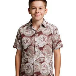 Charchit Cotton Woven Half Sleeves Abstract Printed Shirt - Brown-picture-27