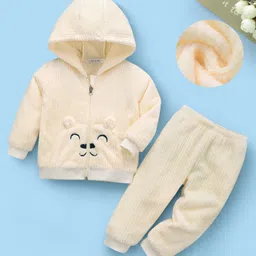 Mark & Mia Full Sleeves Winter Wear Night Suit With Bunny Ear Applique - Yellow-picture-25