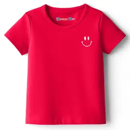 kookie kids india Kookie Kids Single Jersey Knit Half Sleeves T-Shirt with Smiley Print - Maroon-picture-34