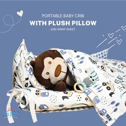 THE LITTLE LOOKERS Baby Bedding Set | Portable & Washable Baby Sleeping Bed for Newborns/Infants for 0-12 Months Baby-(Rectangular-Blue) Prints May Very image 2