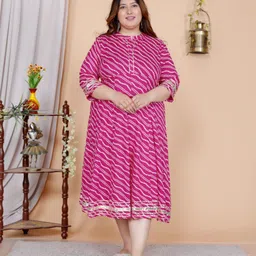 FLAVIA CREATION Plus Size Geometric Printed Gotta Patti A-Line Ethnic Dress image 4