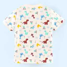 WOW Clothes Cotton Dungaree With Half Sleeves Inner T-Shirt Wild Animal Print - Maroon image 3