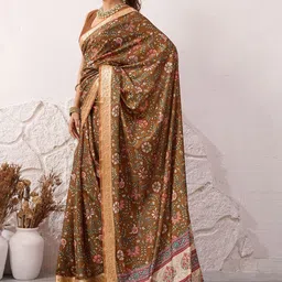 100 Dreams Floral Zari Pure Crepe Handloom Saree-image-62