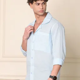 Tanip Men Cuban Collar Textured Cotton Casual Shirt image 2