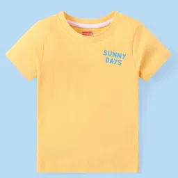 Babyhug Single Jersey Knit Dungaree with Tree Print & Half Sleeves  T-Shirt - White & Orange image 4