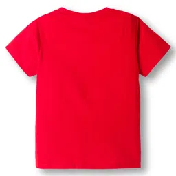 Pine Kids Single Jersey Knit Half Sleeves Shorts Night Suit With Text Print - Red image 3