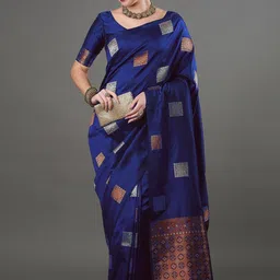 CaniBani Woven Design Zari Silk Blend Heavy Work Banarasi Saree-picture-13