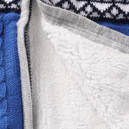 Babyhug Knitted Full Sleeves Front Open Hooded Sweater With Cable Knit Design - Blue image 5