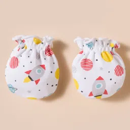 Ben Benny Interlock Knit Cap Mitten & Booties Set With Space Print White - Diameter 9 cm image 5