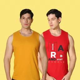 WOOSTRO Men Pack of 2 Typography Printed Round Neck Cotton Slim Fit Sports T-shirts image 5