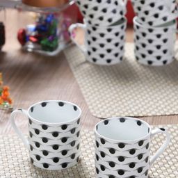 GOODHOMES White & Black 6-Pieces Printed Bone China Cups Set-picture-17