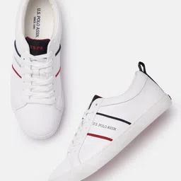 U S Polo Assn Men Off White PU Sneakers-image-14