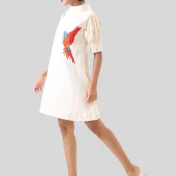 Jilmil Embroidered Khadi A-Line Dress image 2