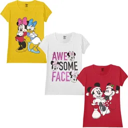 Disney By Miss and Chief Girls Pack Of 3 Bio Finish Graphic Printed Cotton T-shirts-picture-23