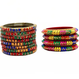 Qufrozy Set Of 2 Multi Glass Artificial Stones Bangle-picture-25