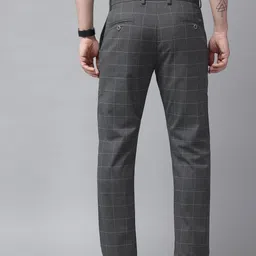 Blackberrys Men Checked Mid-Rise Tapered Fit Chinos Trousers image 4