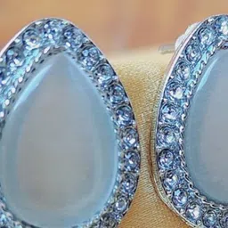 LVISHI Gold-Plated Zircon Studded Teardrop Shaped Studs image 3