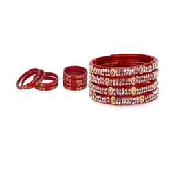 1ST TIME Set Of 12 Red Alloy Artificial Stones & Beads Antique Bangles-picture-26
