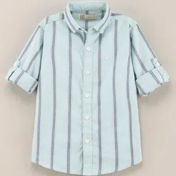 Jash Kids Full Sleeves Cotton Shirt Striped - Blue-image-32
