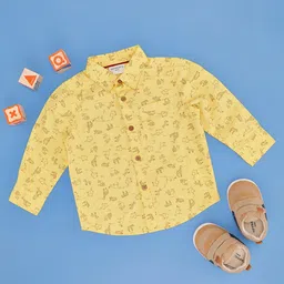 Pantaloons Baby Cotton Full Sleeves Animals Printed Shirt - Yellow-image-75